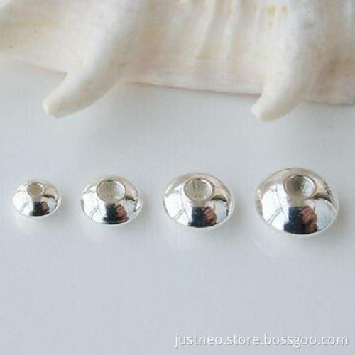 Solid 925 sterling silver loose saucer disc spacer beads, 4/5/6/7mm